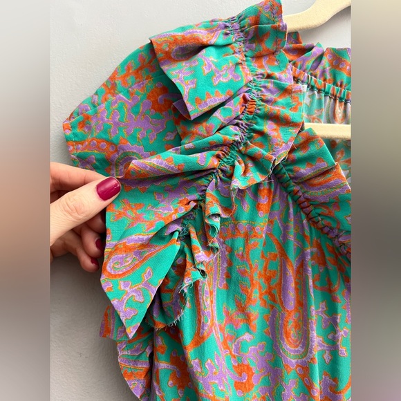 Figue Gianna Tassel Tiered Ruffle Silk Maxi Dress, Size Small - Picture 6 of 9